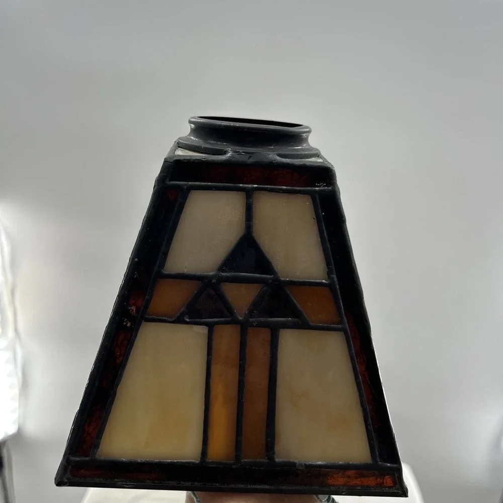 Tiffany Style Mission Stained Glass Ceiling Pendant Light Lamp Fixture Vintage